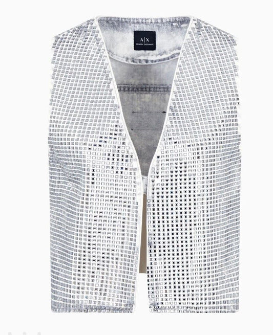 Armani Exchange Silver Studded Vest-VEST-L/27-silver-Used-Gazelle Fashion and Style