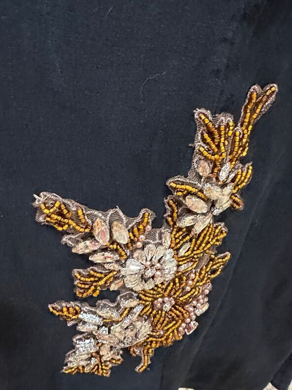 Bazar Deluxe Black Wide Leg Pants with Floral Embroidery-PANTS-Gazelle Fashion and Style