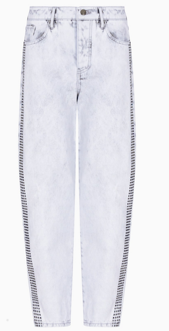 Armani Exchange Carrot Fit Jeans in Rigid Denim with Studs-PANTS-27-grey-Used-Gazelle Fashion and Style