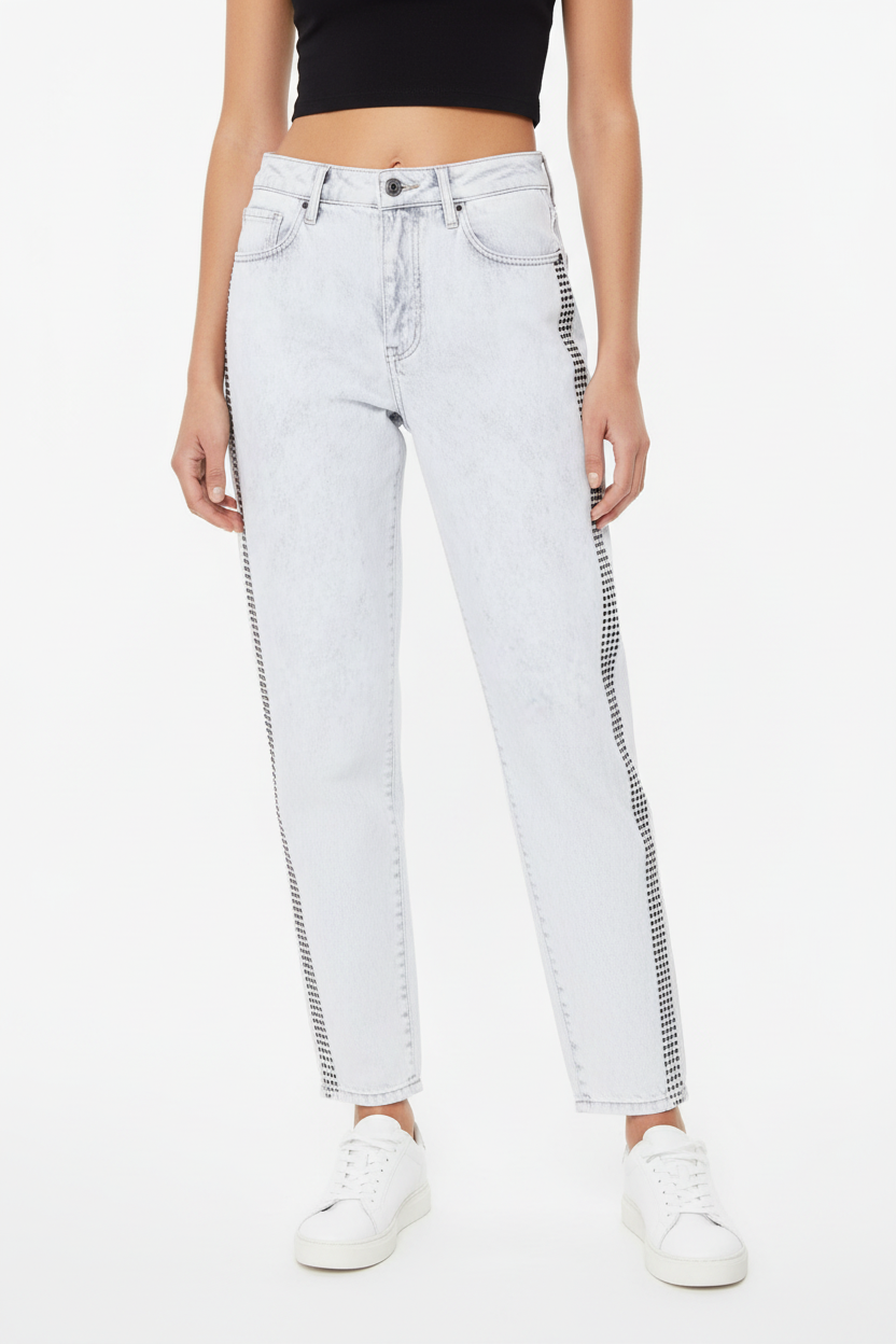 Armani Exchange Carrot Fit Jeans in Rigid Denim with Studs-PANTS-Gazelle Fashion and Style