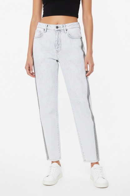 Armani Exchange Carrot Fit Jeans in Rigid Denim with Studs-PANTS-Gazelle Fashion and Style