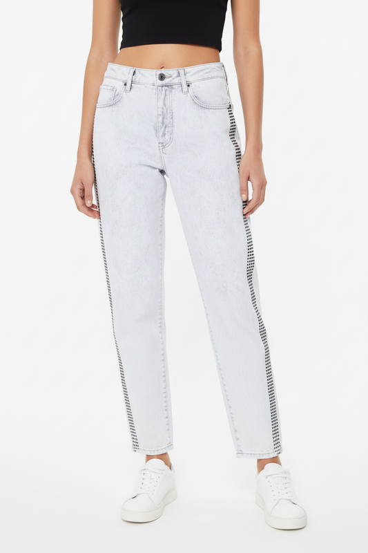 Armani Exchange Carrot Fit Jeans in Rigid Denim with Studs-PANTS-Gazelle Fashion and Style