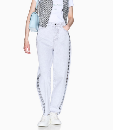 Armani Exchange Carrot Fit Jeans in Rigid Denim with Studs-PANTS-Gazelle Fashion and Style