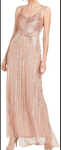 Adrianna Papell Pink Sequined Maxi Sheath Evening Dress $120-DRESS-4-pink-New-Gazelle Fashion and Style