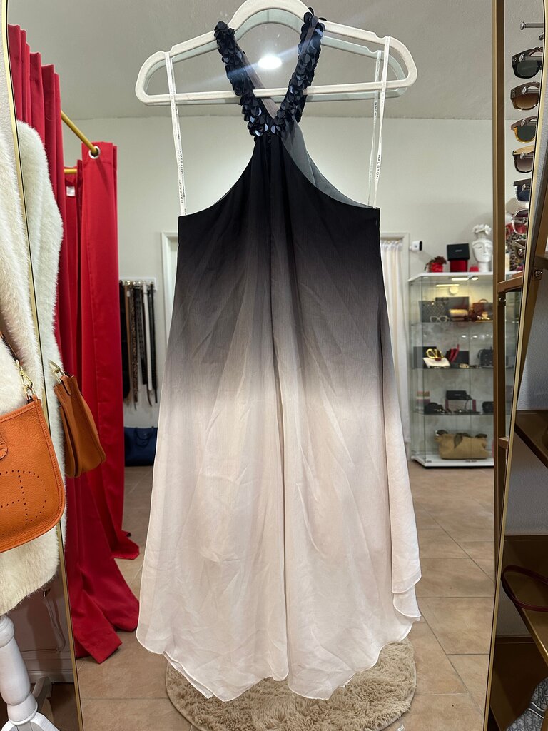 Ombre Halter Dress-DRESS-4-black to white-Used-Gazelle Fashion and Style