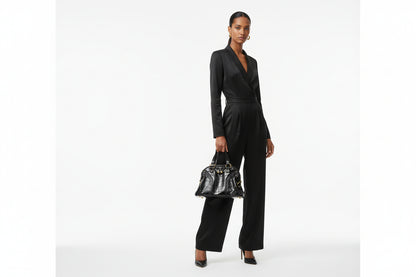 YSL Black Croc-Embossed Handbag-HANDBAGS-Gazelle Fashion and Style