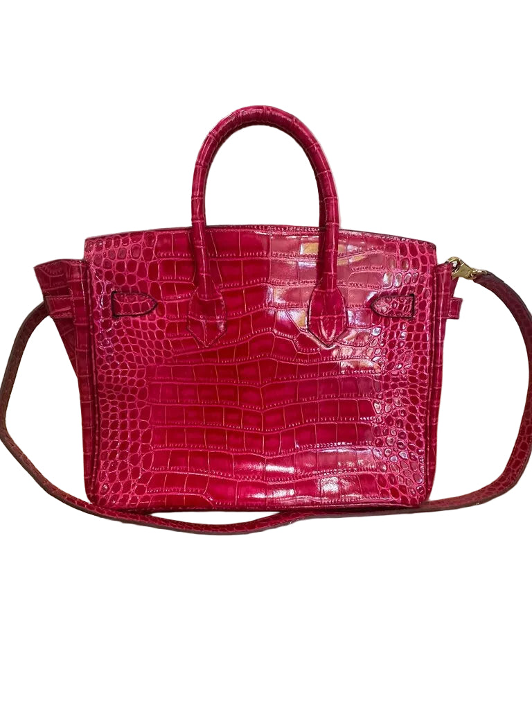 House of Hello Pink Crocodile-Patterned Handbag-HANDBAGS-Gazelle Fashion and Style