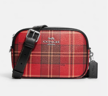 Coach Plaid Crossbody Bag-HANDBAGS-Red-Used-Gazelle Fashion and Style