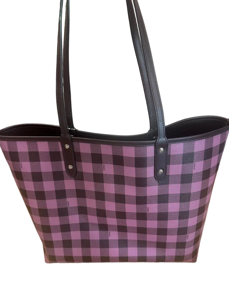 Coach Plaid Tote Bag-HANDBAGS-Gazelle Fashion and Style