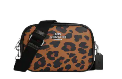 Jamie Camera Bag in Signature Canvas with Leopard Print-HANDBAGS-leopard-Used-Gazelle Fashion and Style