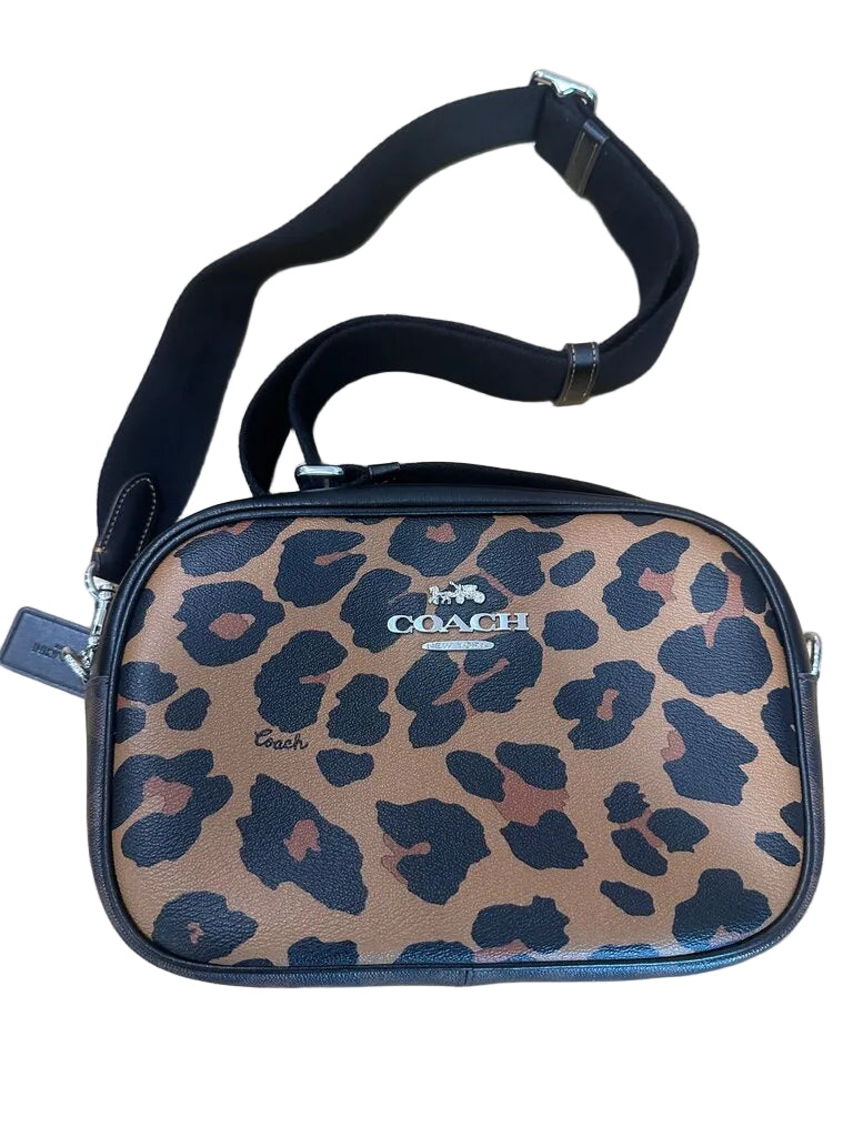 Jamie Camera Bag in Signature Canvas with Leopard Print-HANDBAGS-Gazelle Fashion and Style