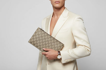 Gucci Monogram Clutch Wallet-CLUTCH-Beige-Great-Gazelle Fashion and Style