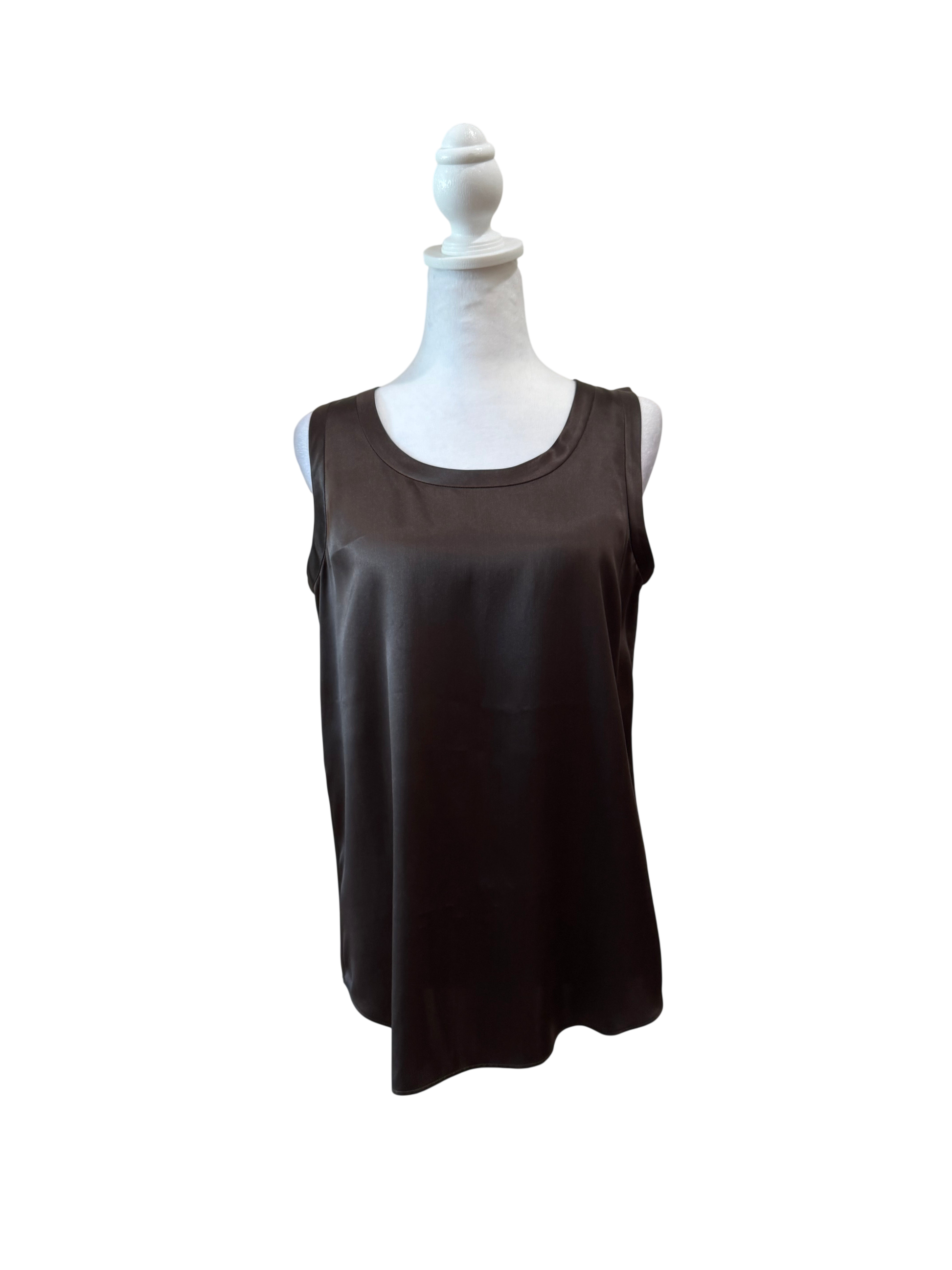 Lafayette 148 100% Silk Sleeveless Top-Tops-S-brown-Excellent-Gazelle Fashion and Style