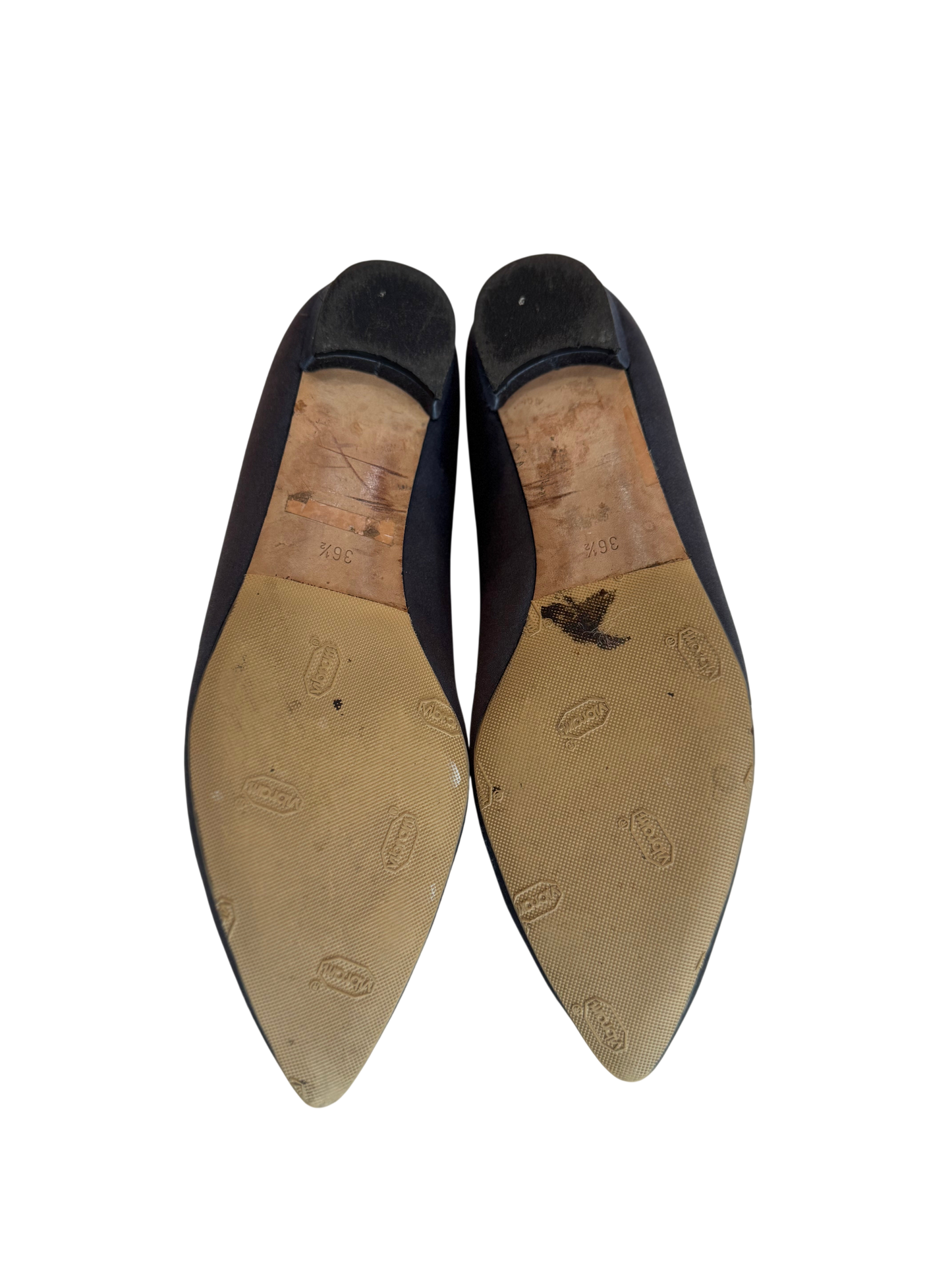 Manolo Blahnik Hangisiflat Blue Satin Flat Pumps-SHOES-Gazelle Fashion and Style