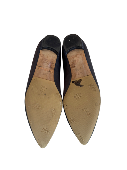 Manolo Blahnik Hangisiflat Blue Satin Flat Pumps-SHOES-Gazelle Fashion and Style
