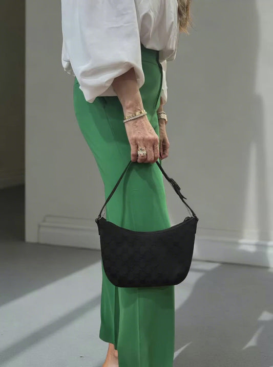 Gucci Black GG Canvas Shoulder Bag- $450