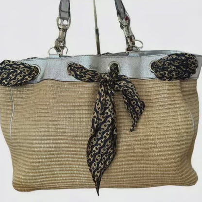 Gucci Metallic Raffia & Leather Shoulder Bag with Scarf $399